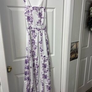 Source Unknown Purple Floral Backless Dress
